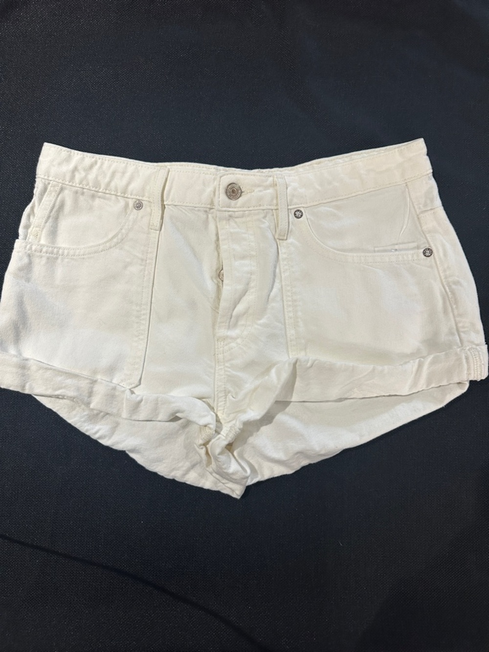 Free People Cream High-Rise Denim Shorts